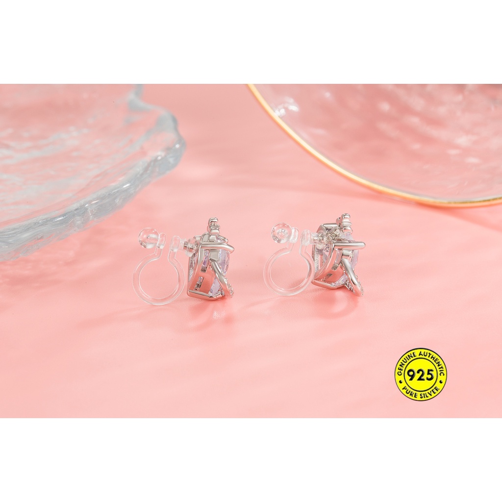 Anting Stud Zircon Bentuk Hati Bahan S925 Silver Untuk Wanita