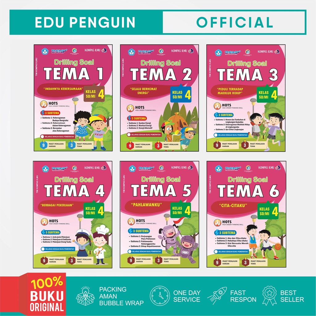 Buku Ulangan SD Drilling Soal Tematik SD/MI Kelas 4 Tema 1 2 3 4 5 6 Full Pembahasan