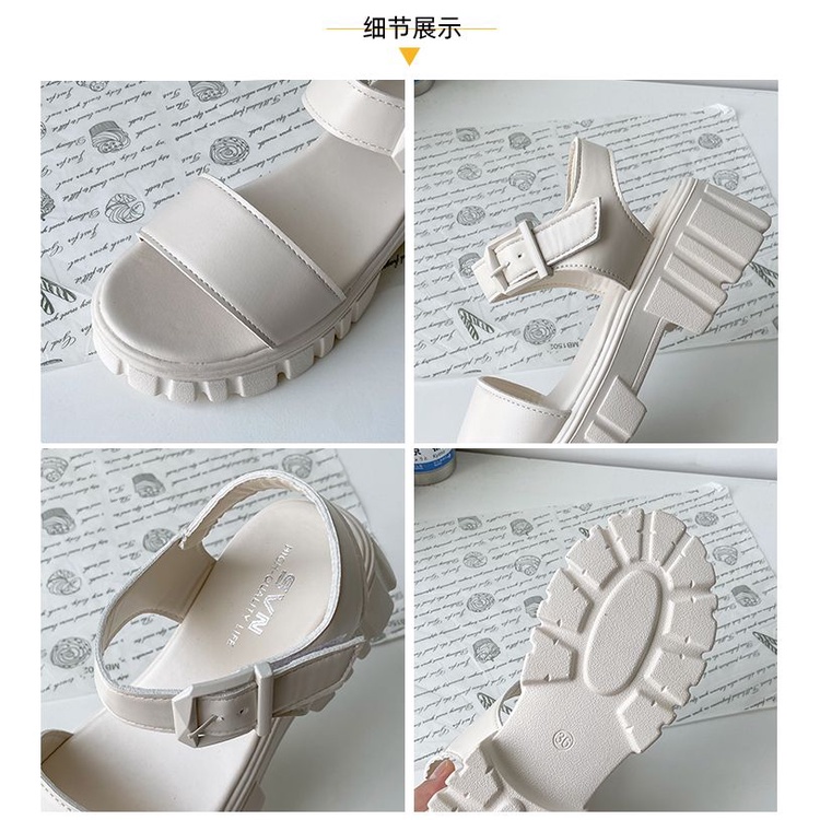 [GROSIR][COD] SEVEN DAY Sandal Strap Wanita Sandal Gunung Wedges Wanita Krem SVN-309