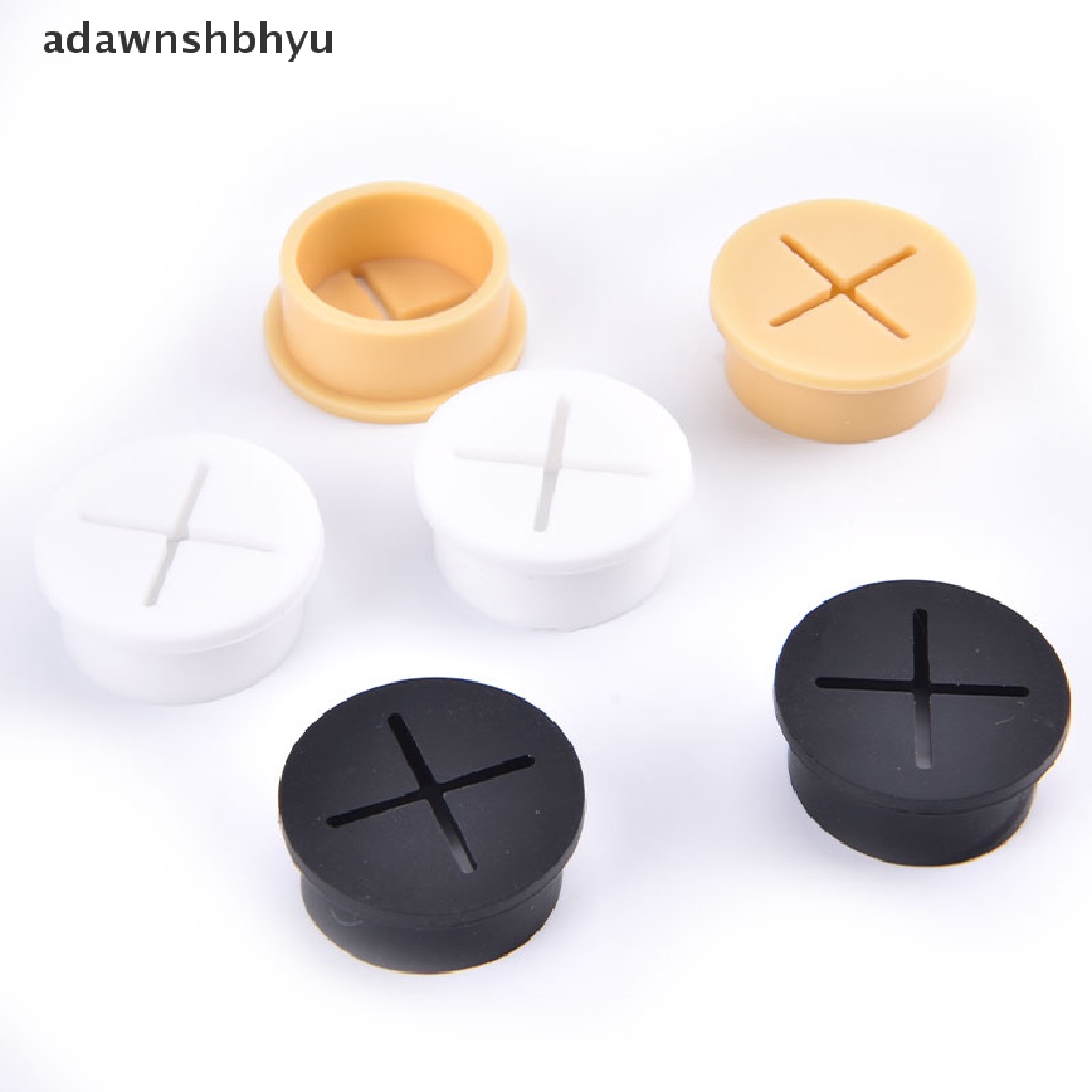 [adawnshbhyu] 2pcs Penutup Lubang Kabel Silikon Fleksibel Desk Cord Grommet Karet Grommet