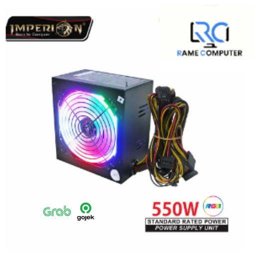 PSU GAMING 550W LED RGB RAINBOW IMPERION 550 WATT POWER SUPPLY UNIT 6PIN VGA [BEST SELLER]