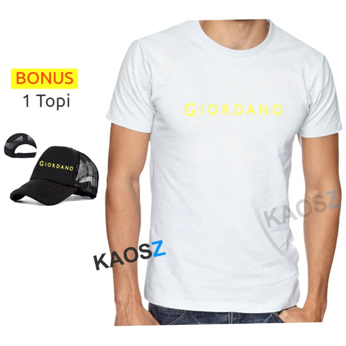 BONUS 1 TOPI. Kaos Giordano Kuning Premium Lengan Pendek