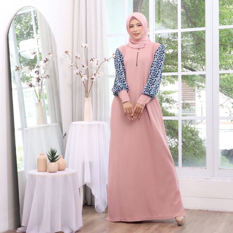 GAMIS PUFF TANGAN LEOPARD KAOS JUMBO XXL BUSUI SLETING TANGAN MUTIARA MACAN MELAR MUSLIM