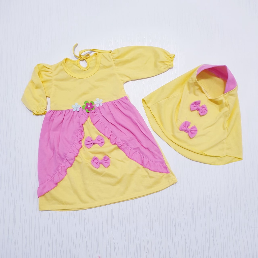 dress gamis anak perempuan usia 2-18 bulan minnie sudah termasuk jilbab
