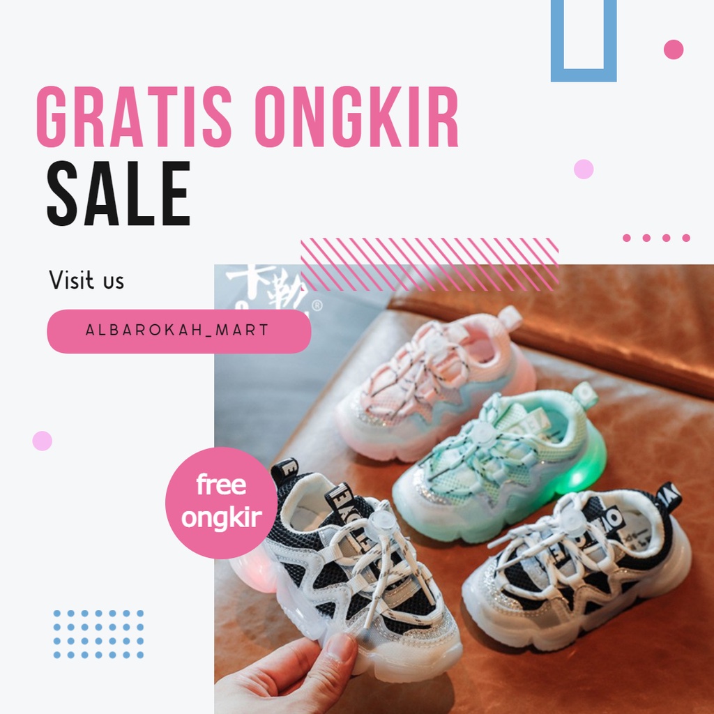 Sepatu sneakers anak laki laki dan Perempuan sepatu sekolah murah Sepatu Casual Anak Lampu Led Korea