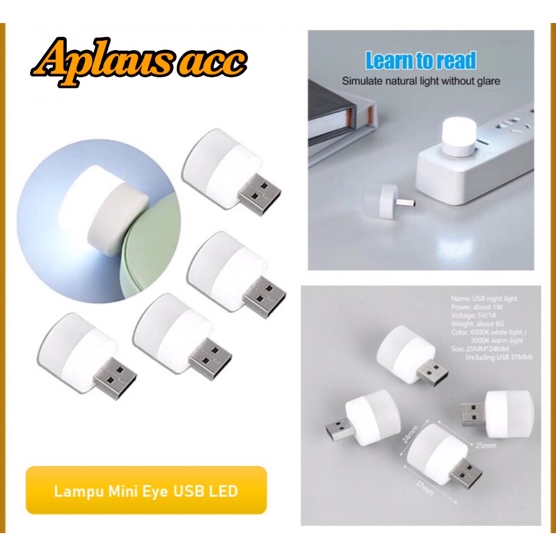 Lampu Mini LED USB Eye Lampu Tidur Mini Portable Travel Lampu Baca Kecil