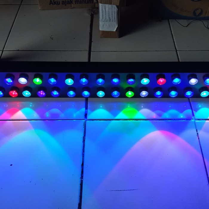 Lampu LED HPL reeftank Aquarium Air laut 60cm - 100cm 72watt auto