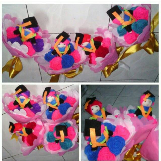 Buket boneka flanel wisuda mini
