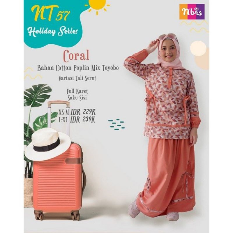 nibras teen 57 coral setelan anak remaja