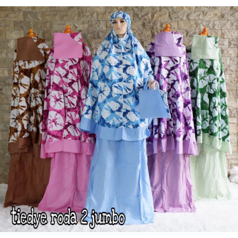 Mukena Bali Bahan Rayon Premium Motif Tiedye Roda 2 Ukuran Dewasa Jumbo
