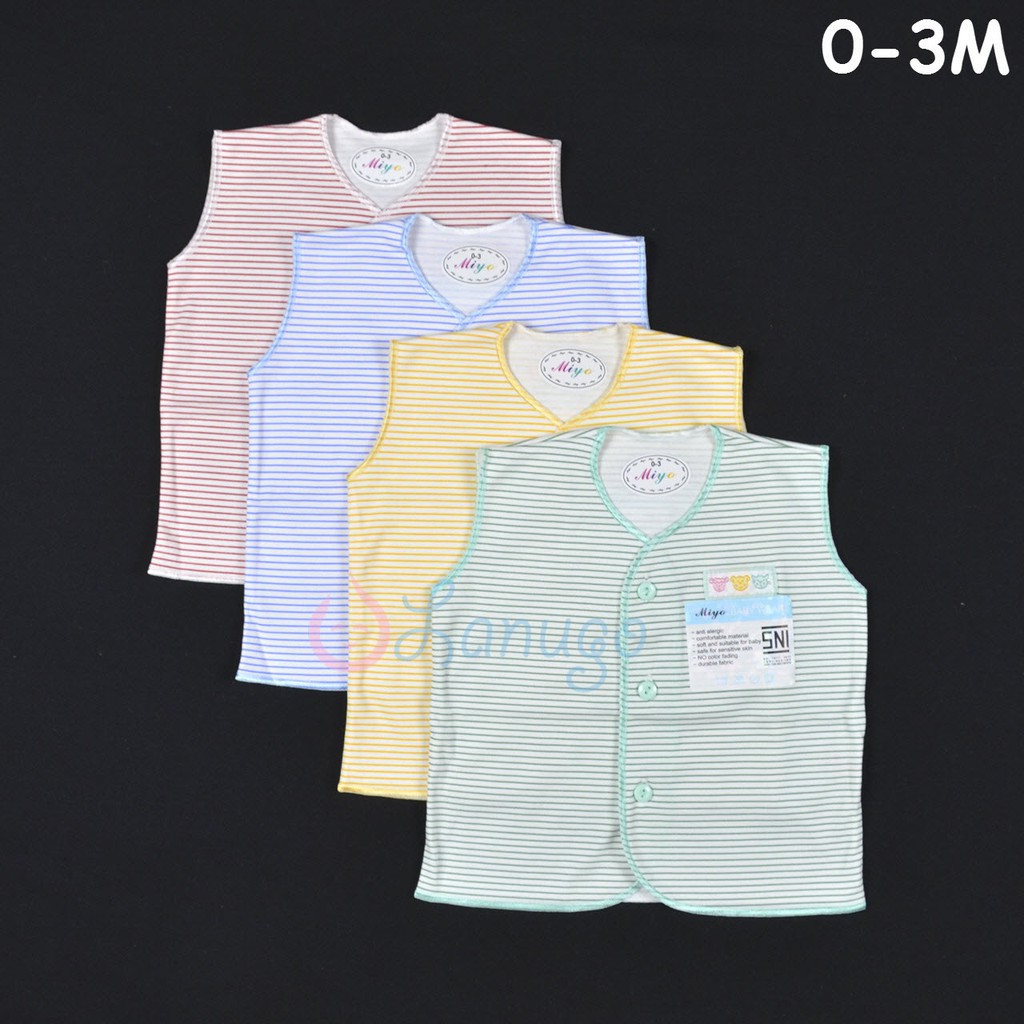 Baju Bayi MIYO 4 Pcs Kutung Salur Newborn (0-3M)| Baju Bayi / Perlengkapan Bayi Baru Lahir