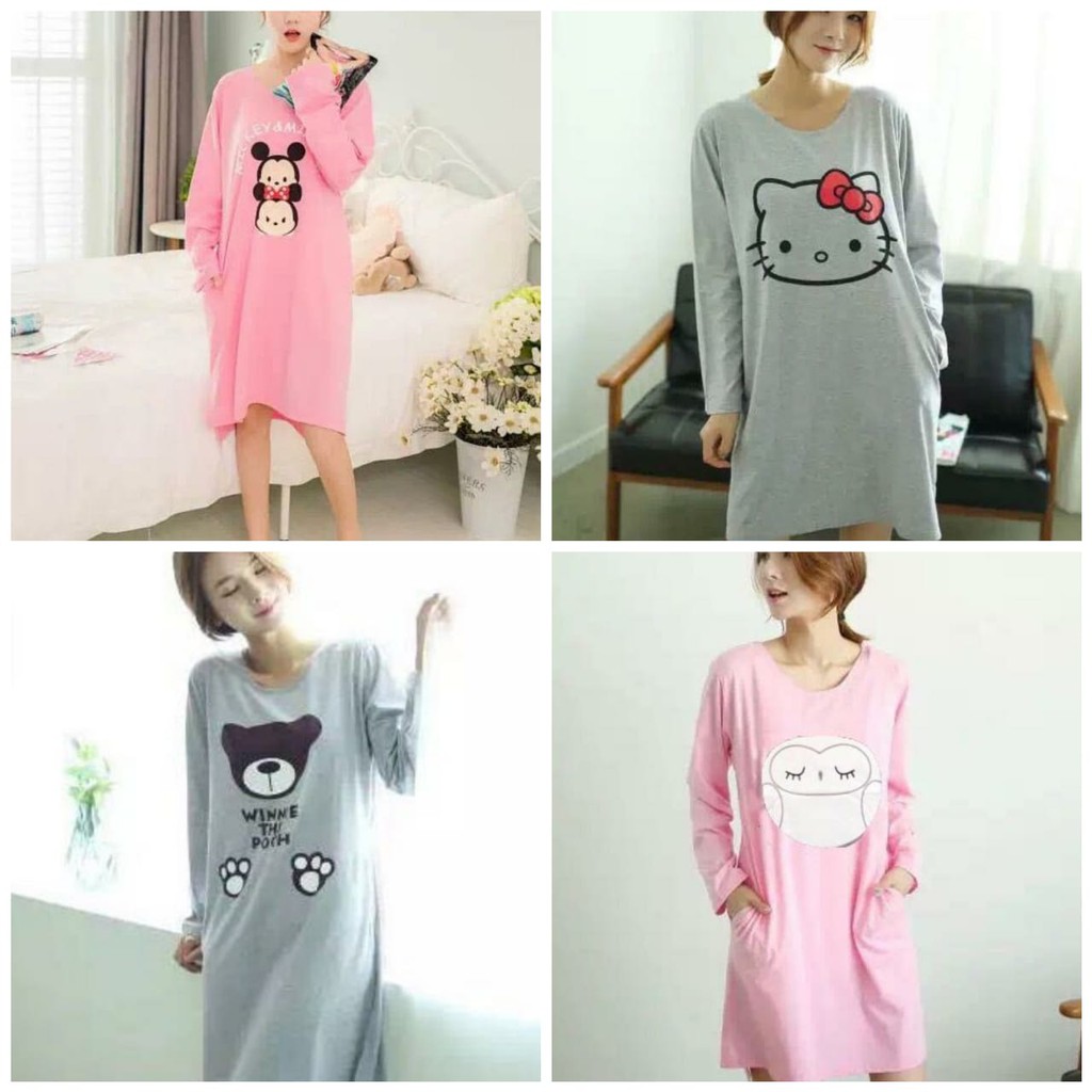 Daster Kaos Tebal Lengan Panjang