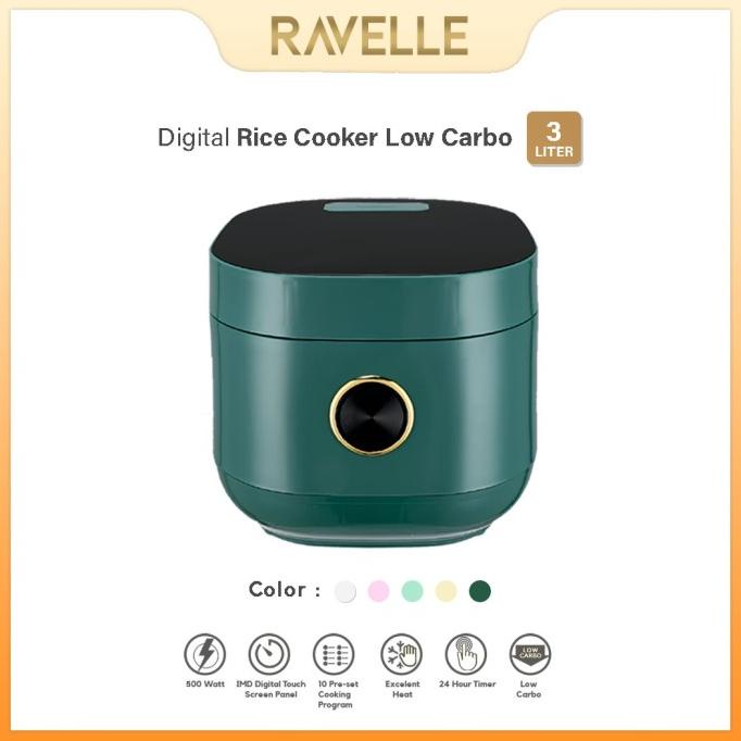Rice Cooker Ravelle 3 Liter - Digital Rice Cooker Low Carbo Mini