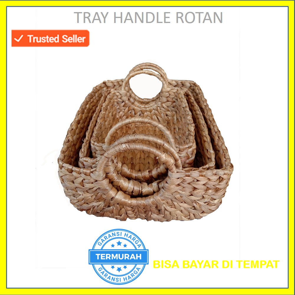 COD - Ikea Keranjang Enceng gondok Multifungsi model nampan set isi 3 / Basket water hyacinth tray