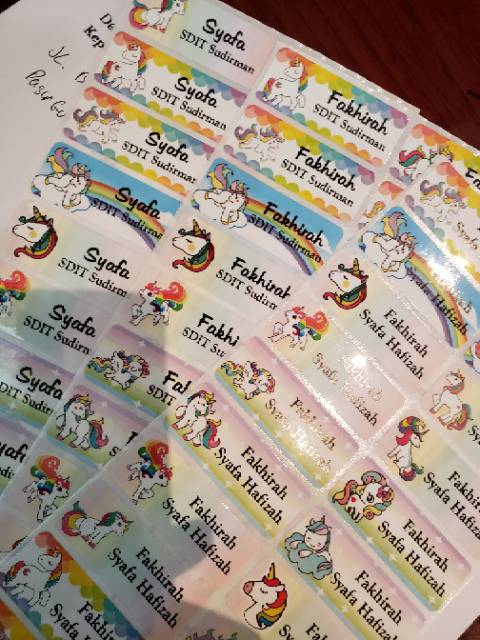 

Stiker label nama namelabel name sticker antiair waterproof kuda unicorn