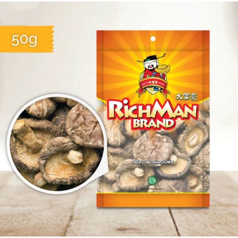 

Richman Brand Dried Mushroom / Jamur Shitaki Kering 50gr