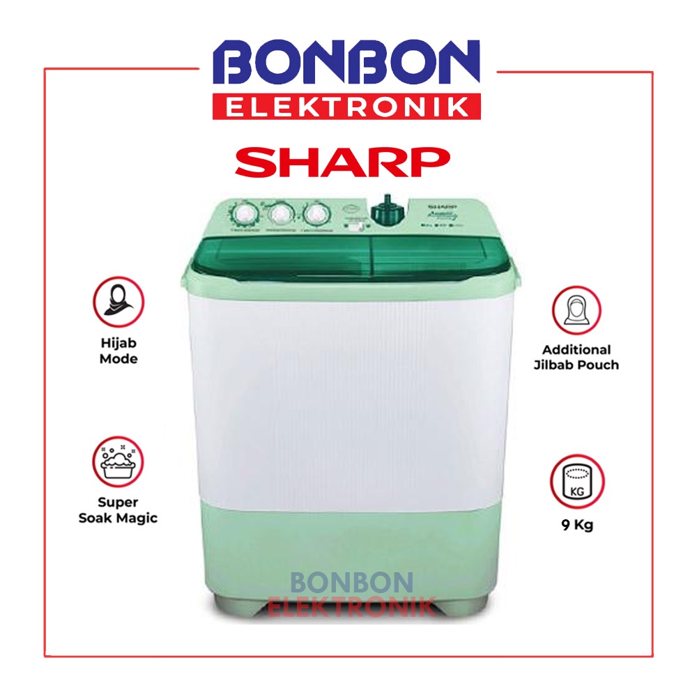 Sharp Mesin Cuci 2 Tabung 9KG EST 1070 SJ GR / EST 1070 SJGR / EST1070