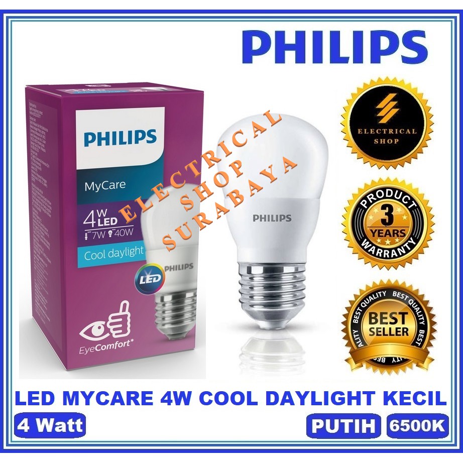 PHILIPS LAMPU LED BULB MYCARE 4W / 4 WATT PUTIH KECIL (GARANSI 3 TAHUN &amp; GROSIR) LEDBULB ORI MURAH