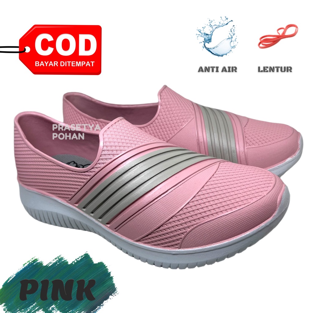 Sepatu Karet Wanita Anti Air dan Awet - Sepatu Wanita Model Slip On 528 UKURAN JUMBO