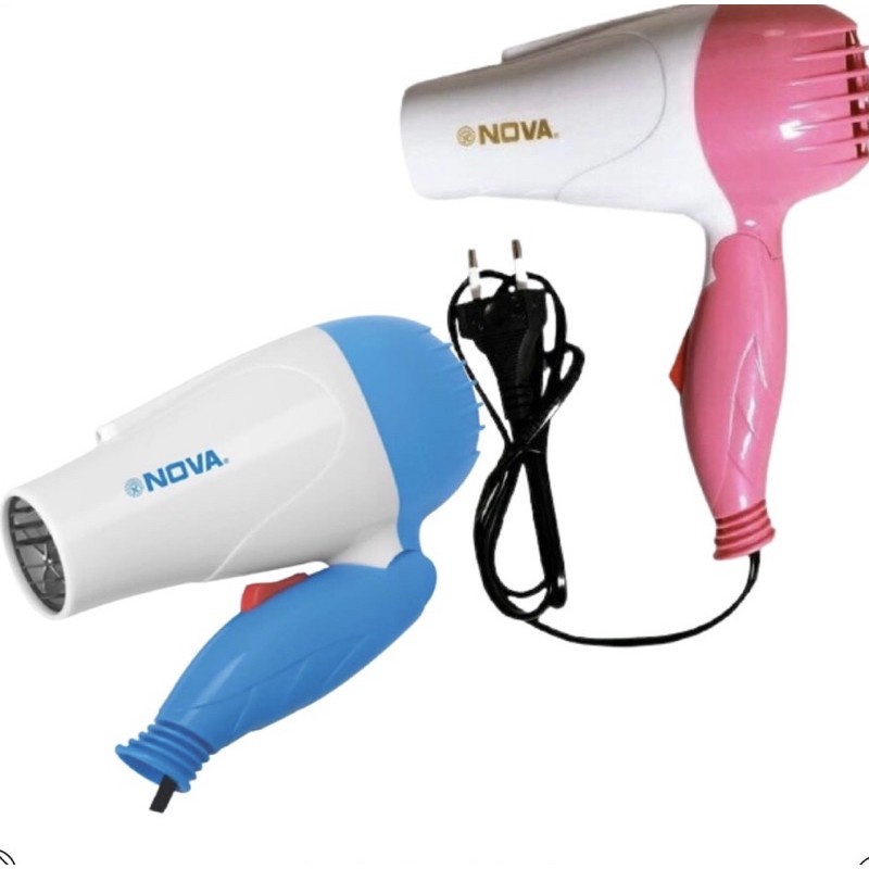 [COD] Hair Dryer Pengering Rambut 350 Watt Portable Mudah dibawa Traveling l Nova-1290 BIRU &amp; PINK