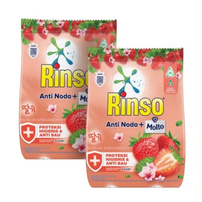 Rinso Korean Stroberi 700gr Detergent Bubuk Rinso Anti Noda Anti Bakteri Rinso