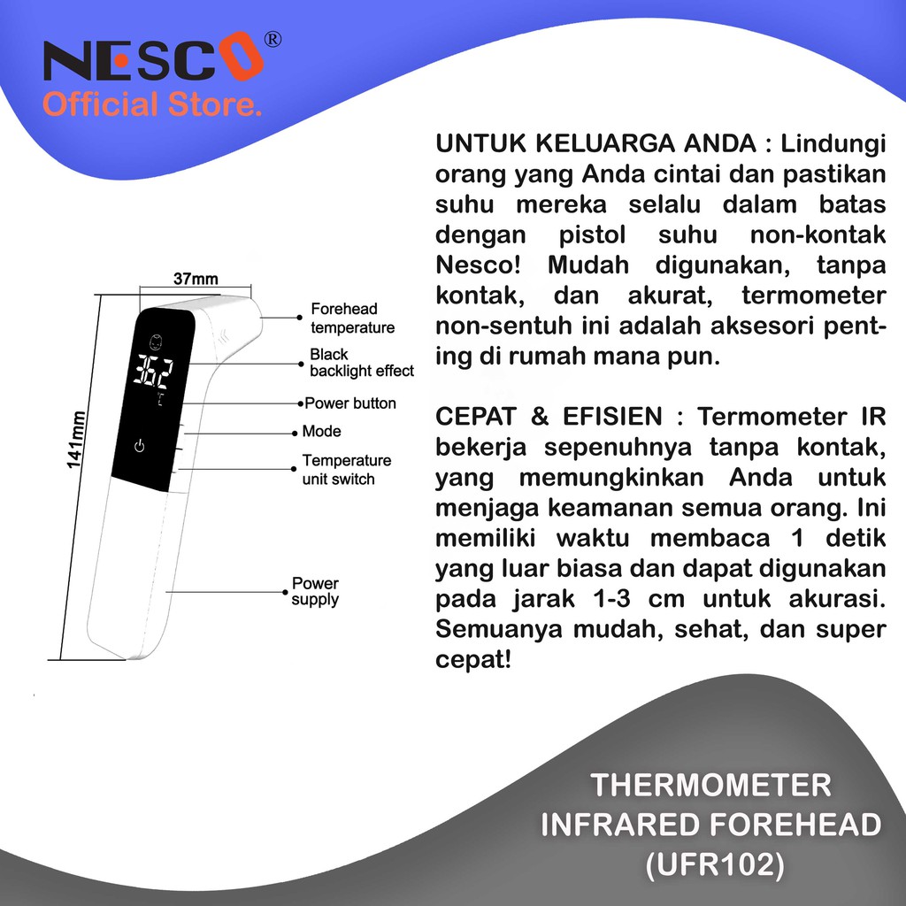 THERMOMETER INFRARED FOREHEAD (UFR102) -  ALAT PENGUKUR SUHU