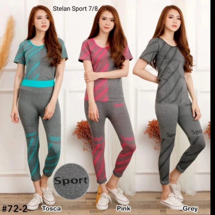 Setelan baju senam aerobik/ fitness olahraga import wanita terbaru