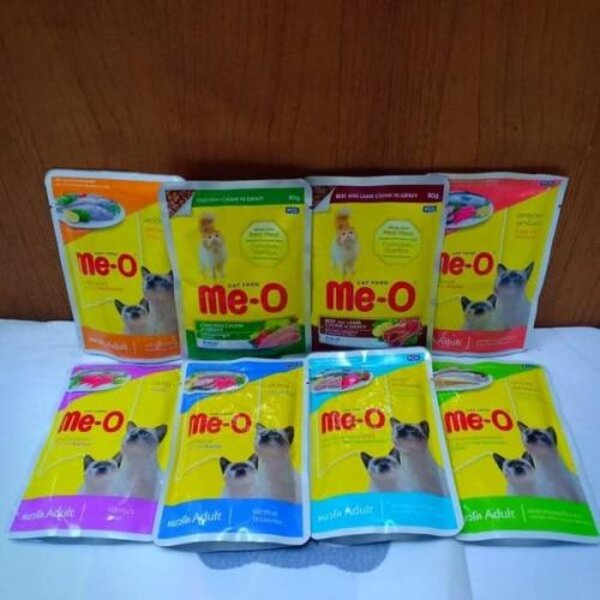 Meo Adult Pouch 80gr Me-O Wet Cat Food 80 gr gram Makanan Kucing Basah Rasa Tuna in Jelly Mackerel Ocean Fish Sardine Red Snapper with Chicken White Fish Whitefish