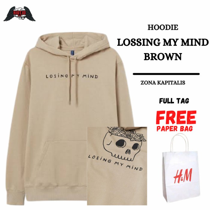 

Hoodie H&M Losing My Mind Coklat FREE PAPERBAG Sweater Pria Wanita HnM - L