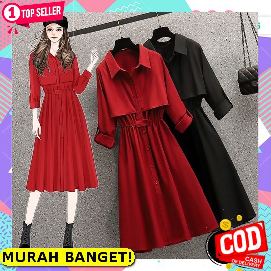 Baju Dress Brukat Natal Wanita Terbaru 2021 Midi Dress Pesta Remaja Kondangan Party Dress Modern Can