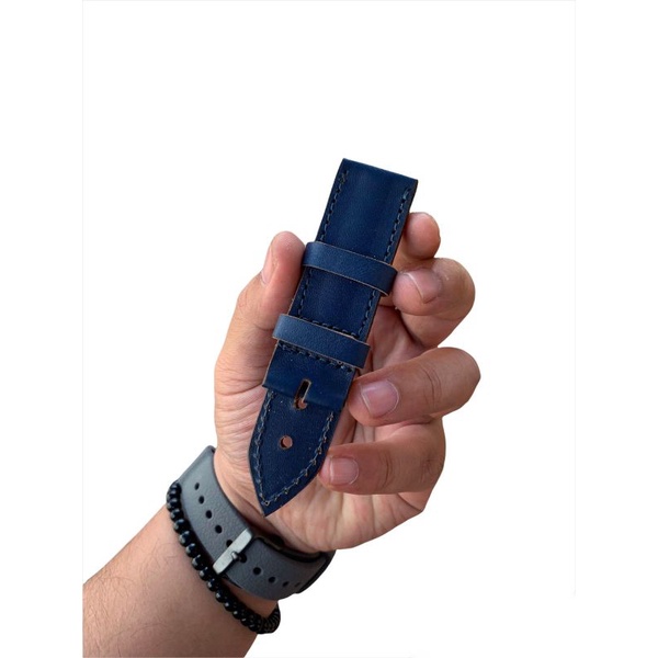 Strap Tali Jam Tangan Kulit Sapi Asli Biru dongker 24MM