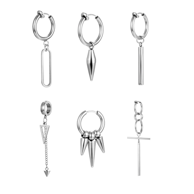 1pc Anting Tusuk Gantung Asimetris Desain Rantai Rumbai Untuk Wanita