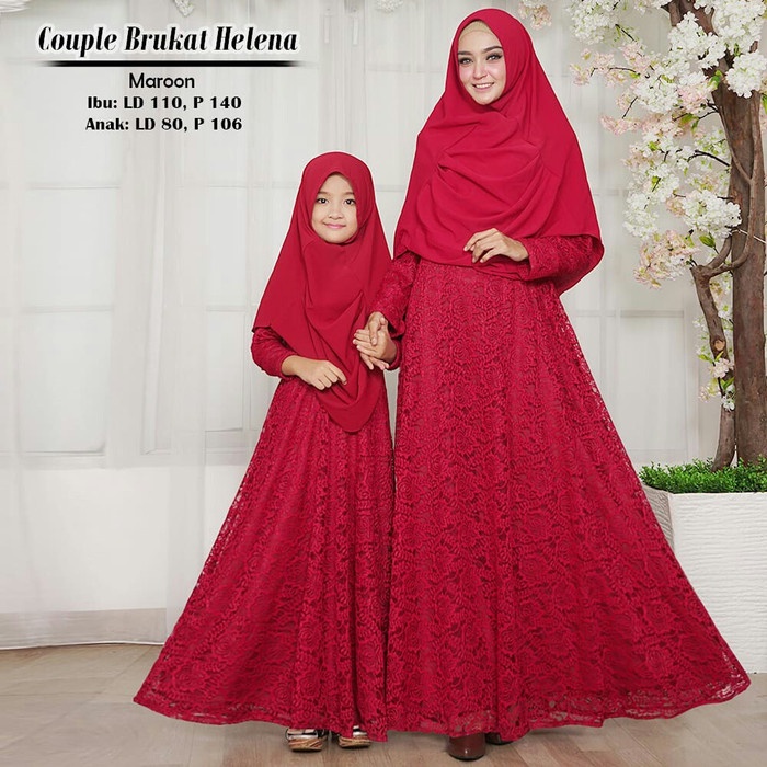 PREMIUM BUSANA MUSLIM WANITA GAMIS SYARI COUPLE IBU DAN ANAK HELENA TERBARU