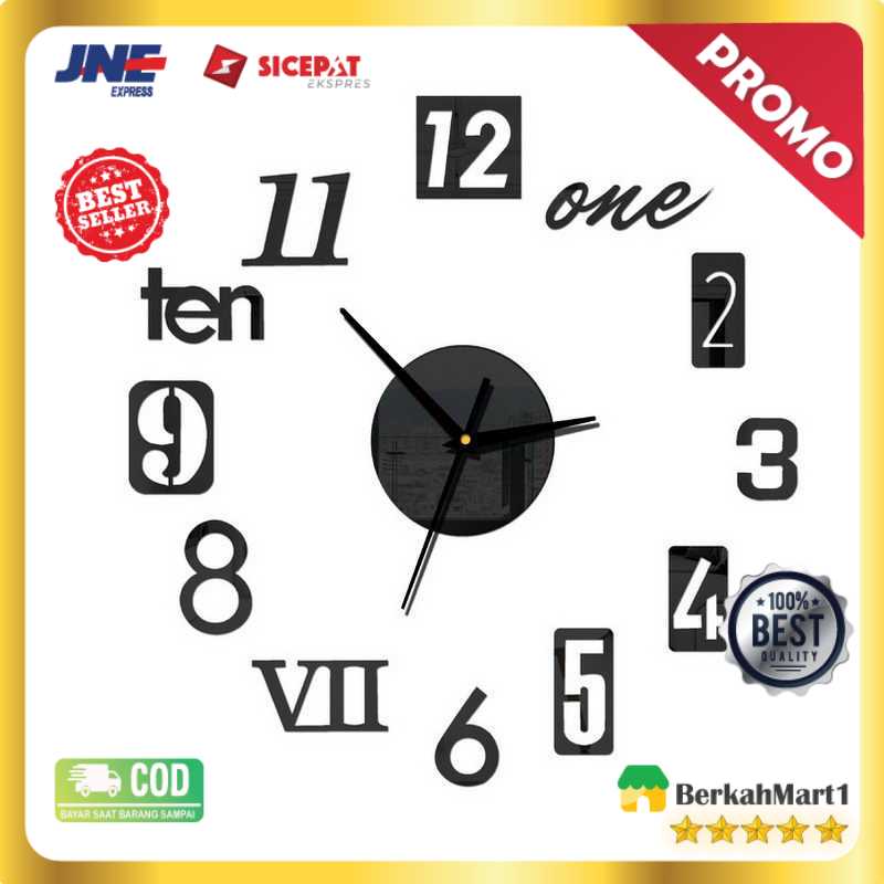 Jam Dinding 3D DIY Wall Clock Quartz Creative Design 100cm - MRCW26-5