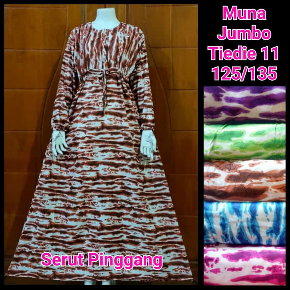 DASTER JUMBO MUNA TIEDIE / baju panjang / rayon solo / longdress / remaja / dewasa / serut