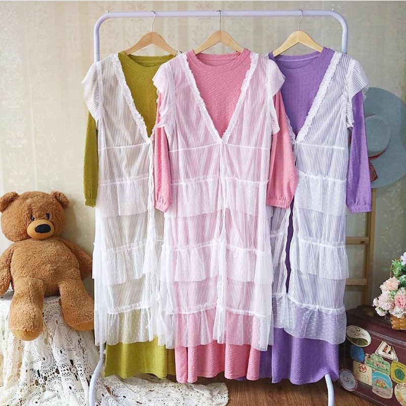 gamis rompi meijiwang  #gamis 2 in 1 #gamis rompi tile