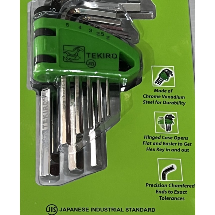 Kunci L Pendek CR-V Tebal Hexagonal Key Short TEKIRO SET 8 PCS 2-10mm