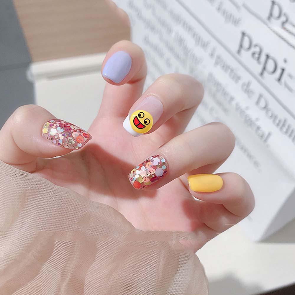 Agustina Perhiasan Kuku Smiley Face Kartun Pesona Lucu DIY Desain Nail Art