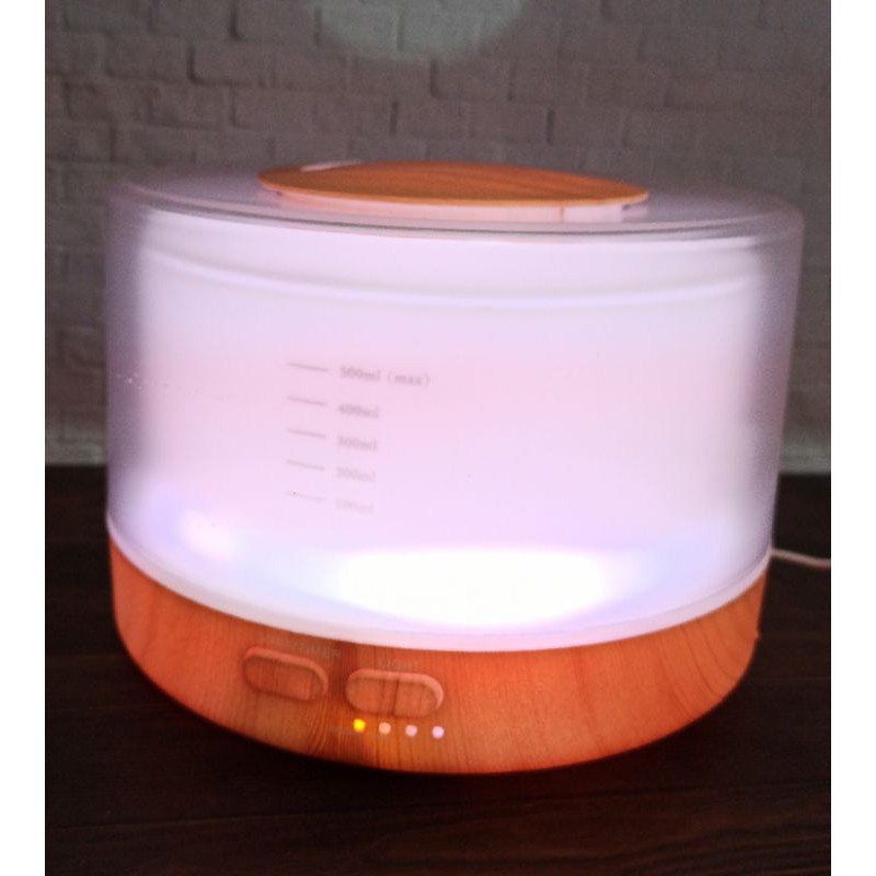 humidifier 500 ml difusser wooden kayu remote led rgb pelembab udara aromaterapi jn