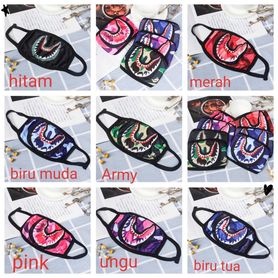 Masker BAPE Army Masker Kain 3 Layer Masker Brand Grosir Masker Motor