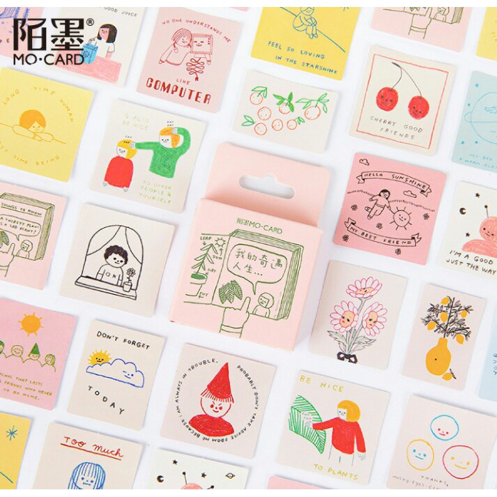 

46pcs aesthetic stiker box kehidupan petualang lucu utk dekorasi scrapbook/album