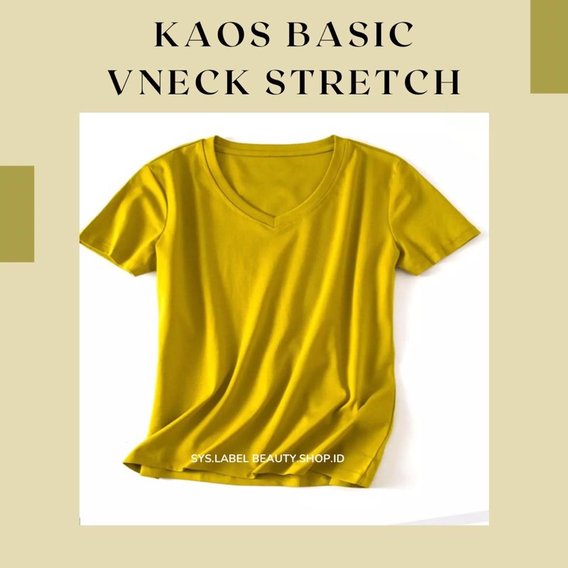 Zehan Kaos Basic Korean Style - Atasan Lengan Pendek V-Neck - Kaos Polos Lengan Pendek F5