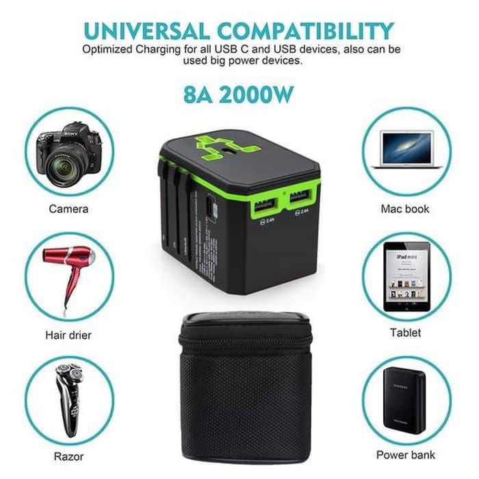 {aksesoris-tablet} UNIVERSAL TRAVEL ADAPTER 33W QC USB Charger Aukey Charger Anker ORI