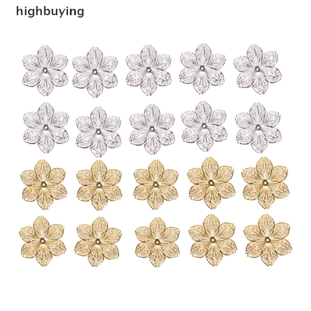 Hbid 50Pcs / Set Charm Konektor Bentuk Bunga Filigree Untuk Liontin Perhiasan DIY