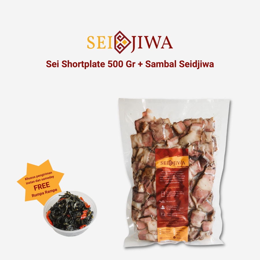 Sei Sapi Shortplate ( Berlemak ) 500 Gram + Sambal Seidjiwa