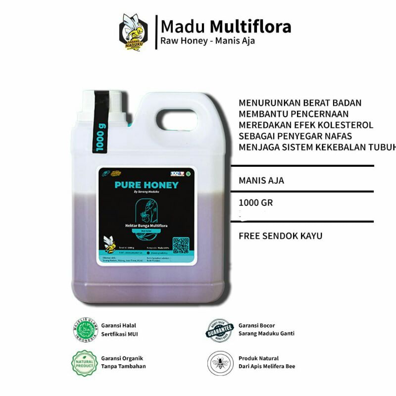 

Madu Murni Sarang Maduku Nektar Multiflora 1kg 100% Pure Raw Honey Asli Alami