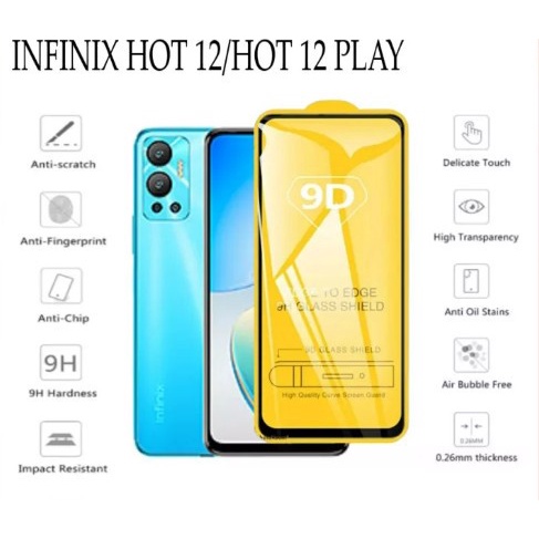 TEMPERED GLASS FULL LEM INFINIX HOT 12 PRO