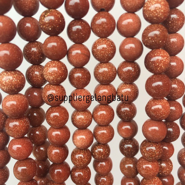 material gold sand stone batu pasir emas aksesoris manik 8mm