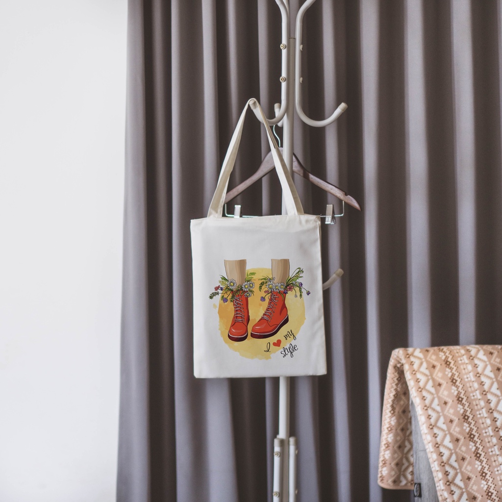 Sevine Totebag Drill Tas Tote Bag Resleting Fashion Wanita Girly Series - LF