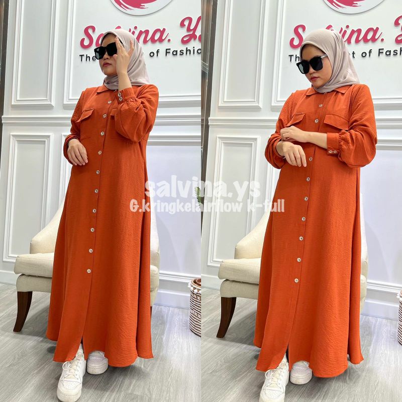 Gamis Salvina Keringkel Full Kancing